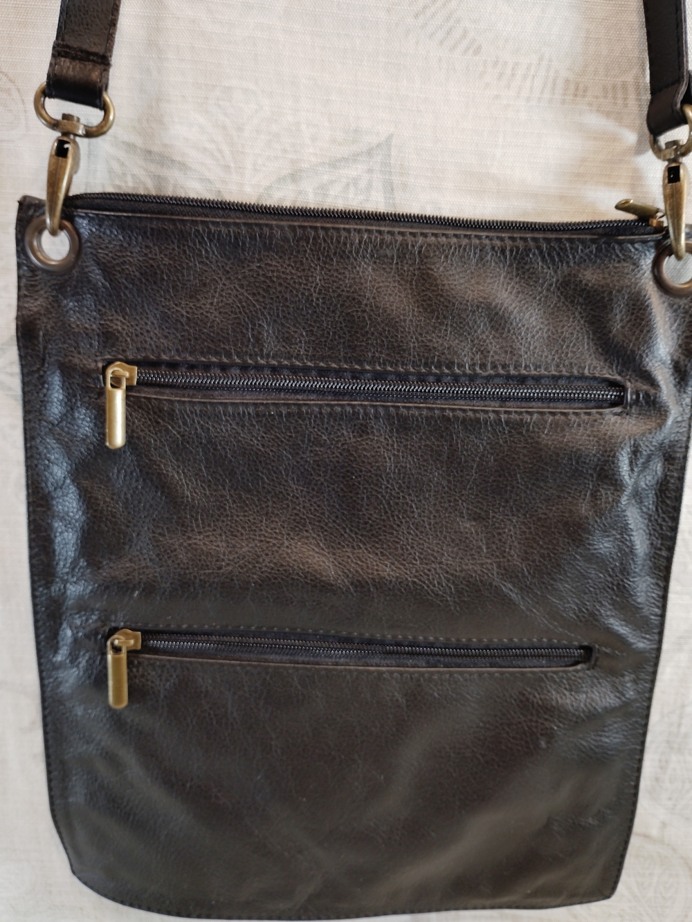 Gabs Genuine Italian Leather Crossbody Bag with Front Zip Pockets - Black